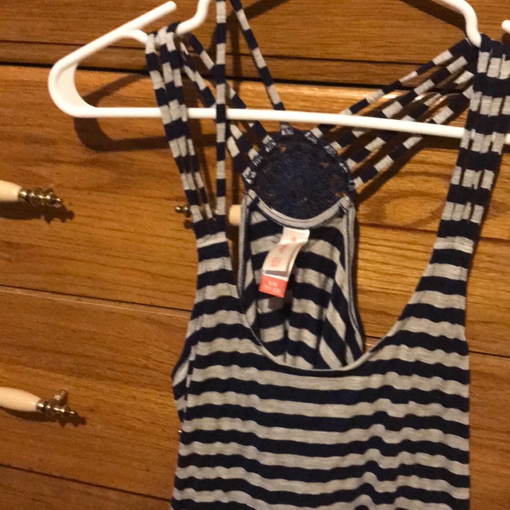 Blue and gray striped tank top